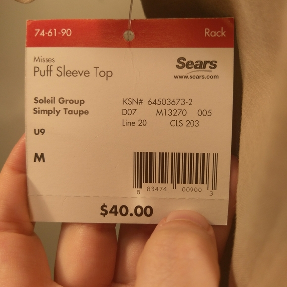 Apostrophe Puff Sleeve Top Taupe Blouse - Picture 4 of 7